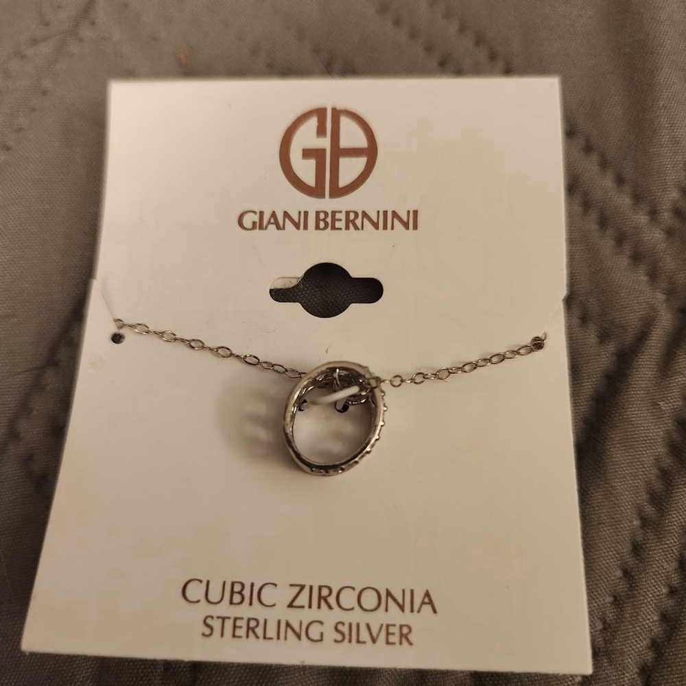 Giani Bernini Sterling Silver Open Link Rondelle Slide Pendant Necklace 16" + 2" - Picture 3 of 5